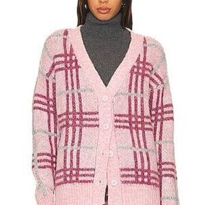 Lovers + Friends Damia Pink Plaid Cardigan